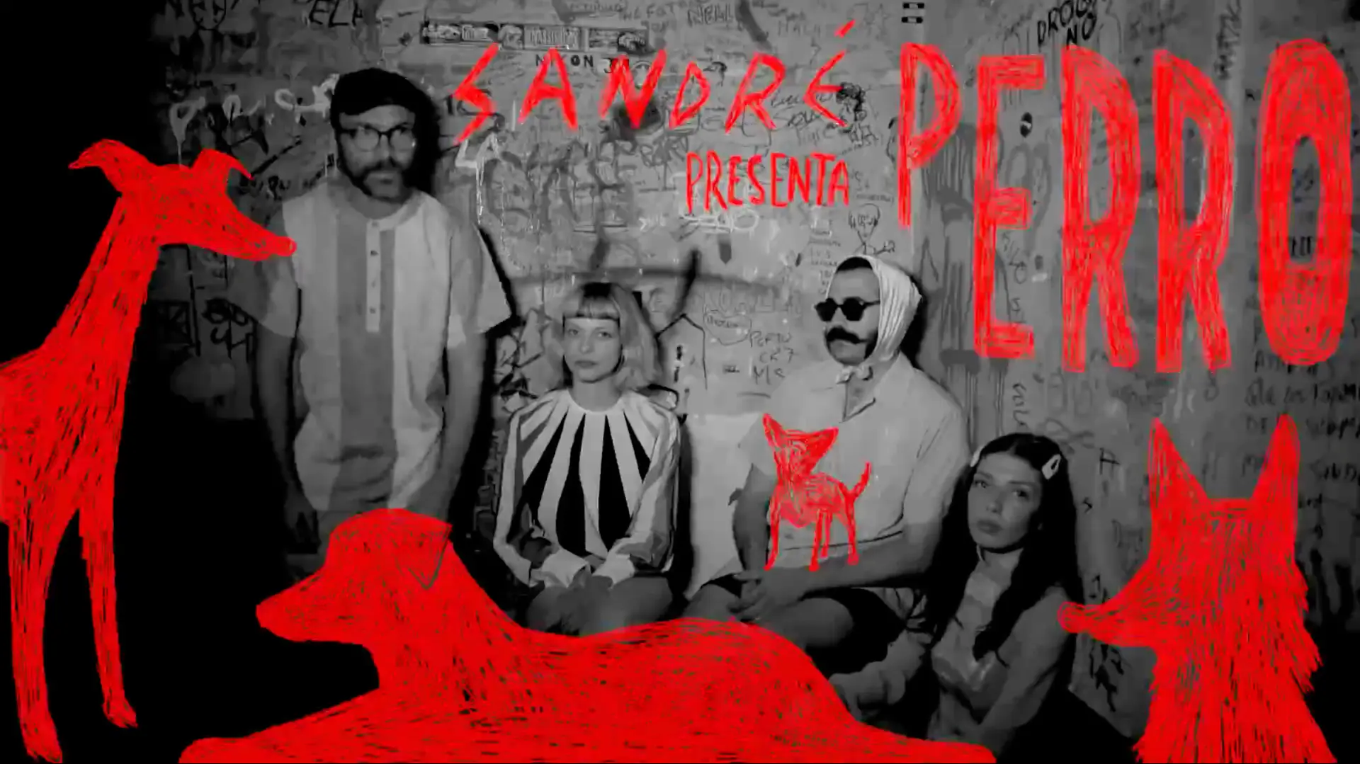 Frame from a 2D animation by Marta Contreras for the music video Perro by Sandré (1/8)