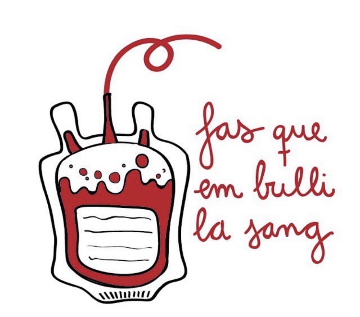 Bossa de sang bullint amb el text «fas que em bulli la sang»